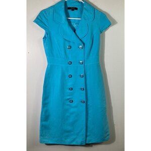 Womens Vintage Alex Marie Linen Blend Cap‎ Sleeve Coat Style Lined Dress 2